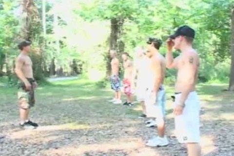 Two Country teens Wrestle in nature's garb Then engulf Each Other