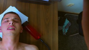 Goofy-faced man enjoying CBT during POV ass