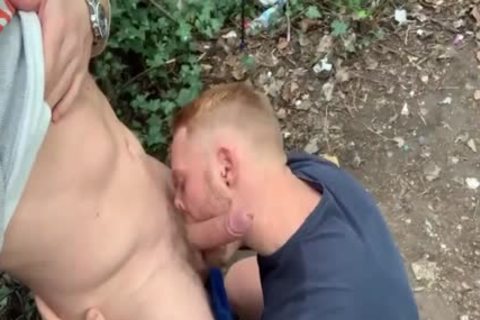 Two Brit twinks Have Sex In Woods Third guy Joins In