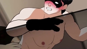 Juice Anime: Athletic and young hunk fantasy moaning